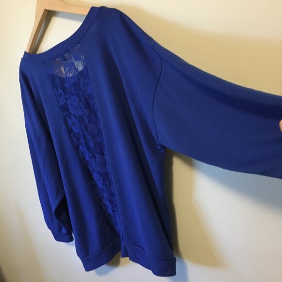 Almost Famous Blue Angel Gems and Lace Window Sweater - Picture 5 of 16